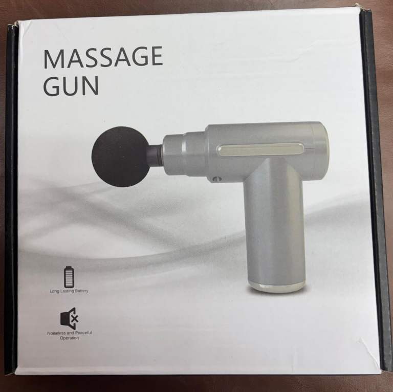 Portable Deep Tissue Massage Gun with 4 Heads – Quiet, Rechargeable Muscle Massager
