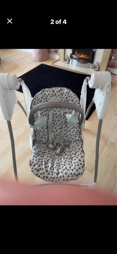 Graco Baby Rocker Swing - Grey Polka Dot, GOOD Condition