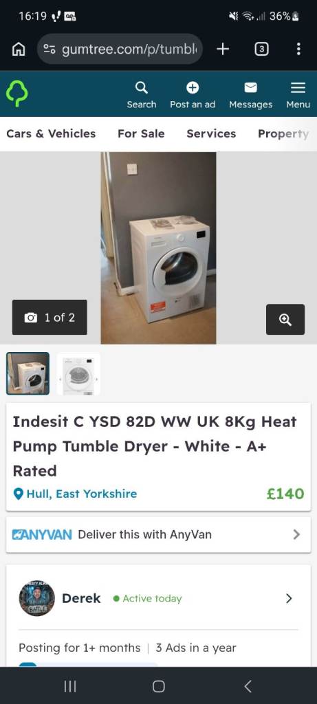 Indesit C YSD 82D WW UK 8Kg Heat Pump Tumble Dryer - White - A+ Rated