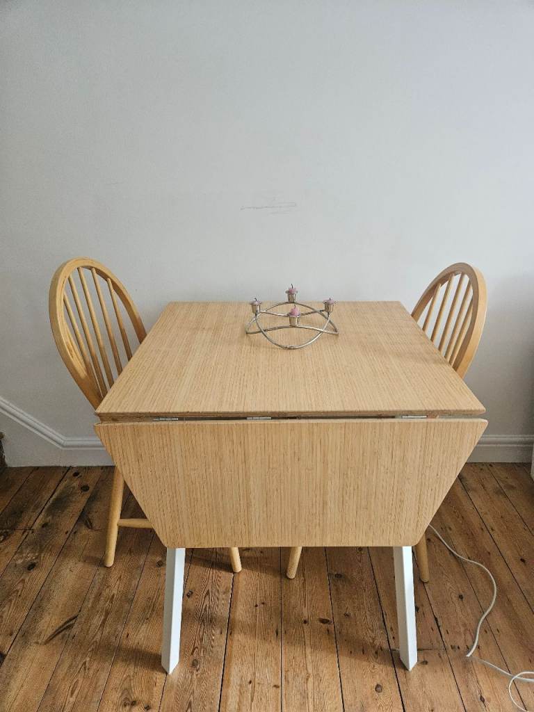 Foldable dining table + 2x Ercol chairs
