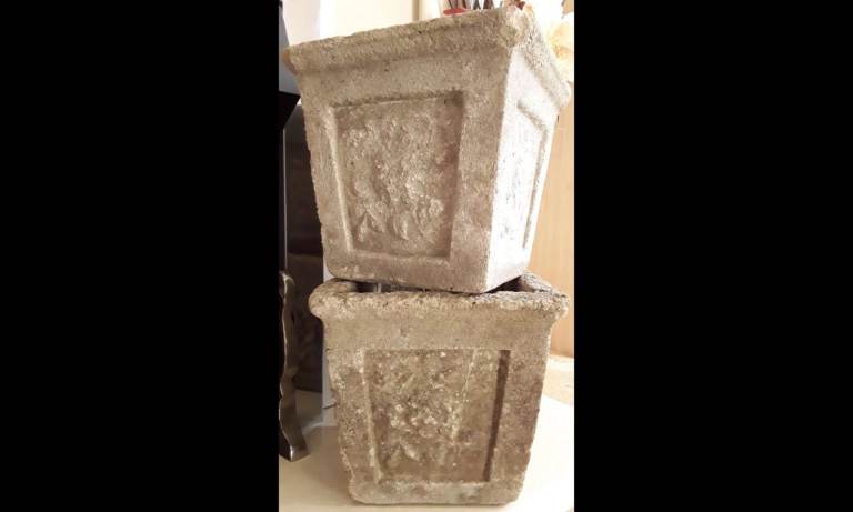 CASH COLLECT ONLY Bristol - Architectural Decorative Concrete Square Garden Planter Pots x 2