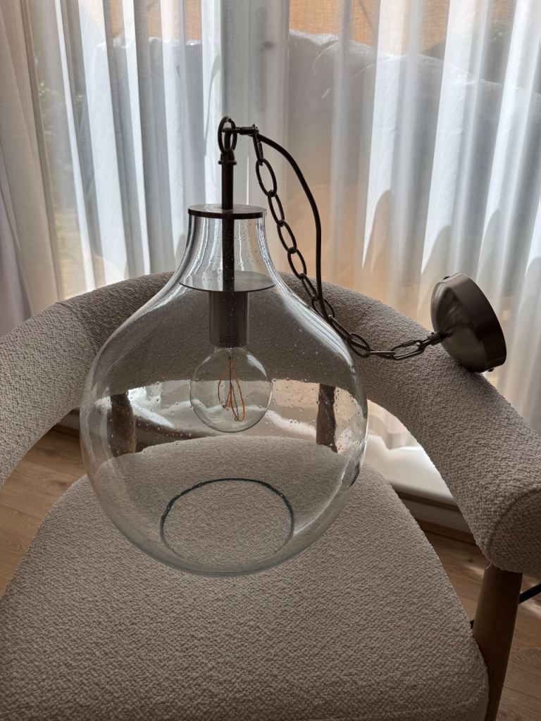 Glass Ceiling Pendant Light with Chain – As Good As New