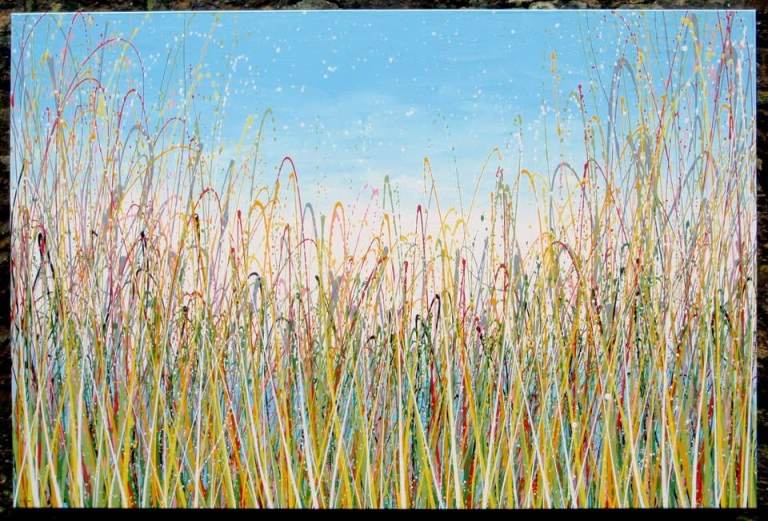 Very Big Abstract Landscape Painting on 150x100cm Framed Canvas Original Modern Art + Free Delivery