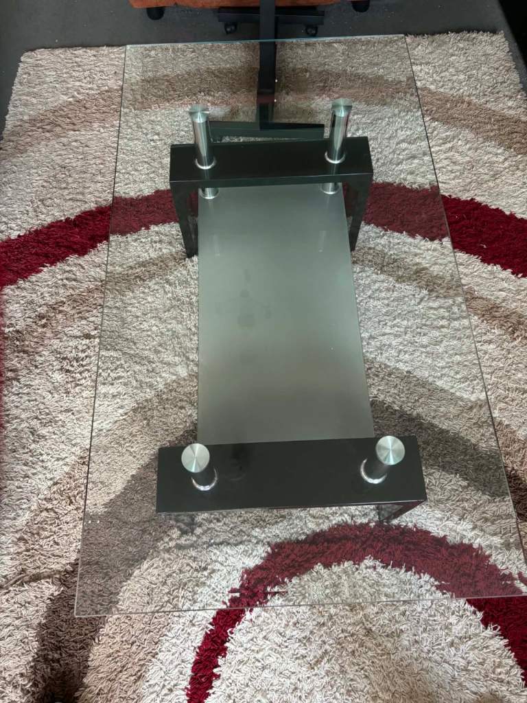Glass Coffee Table with Black Frame – Good Condition