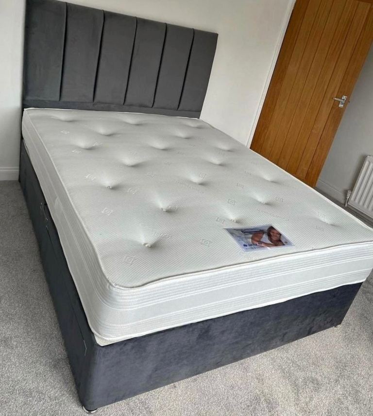 Good Quality Double divan bed small double single kingsize king size beds mattress headboard 