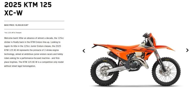 2025 KTM 125 XC-W Limited  ED Motorcycle 