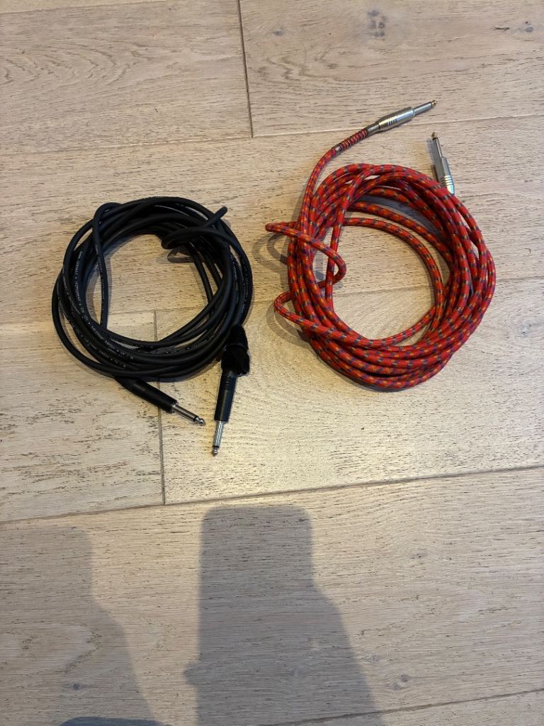  2 Guitar/Instrument Cables - Black and Red/Black