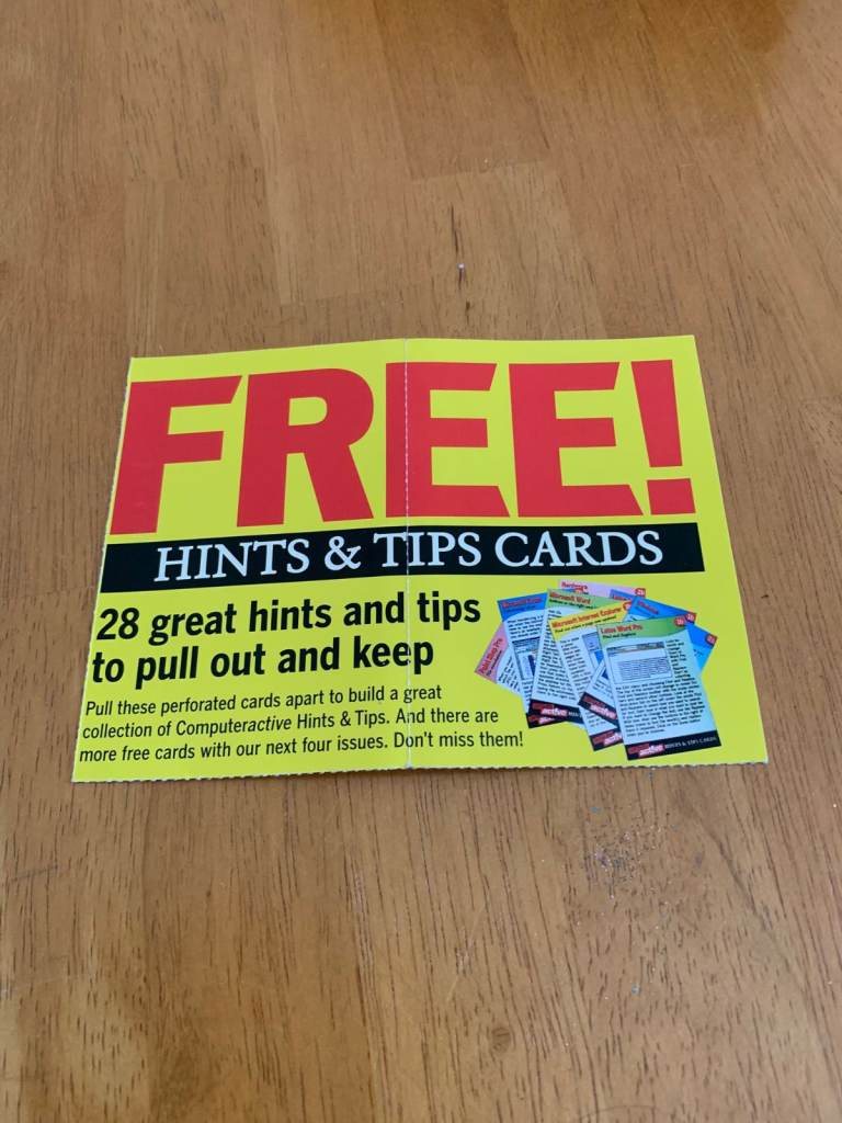 Computeractive magazine Hints and Tip Cards (74 double sided), in storage box