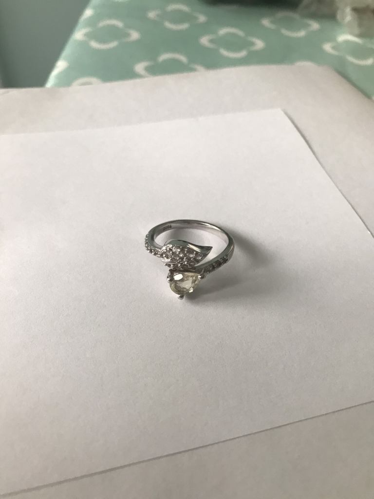 Serenite and white topaz sterling silver ring