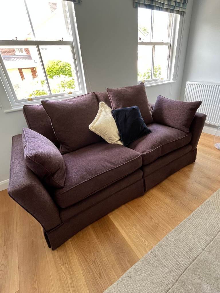 Sofa Seating 3-4 - Grape Coloured Textured Fabric - ‘Sofa Workshop’  - excellent condition
