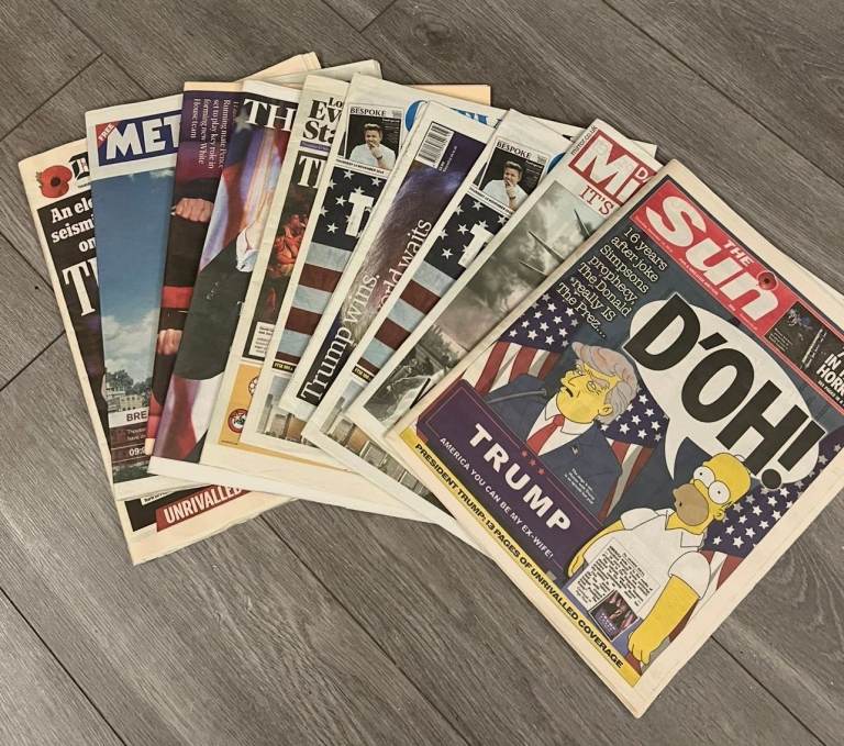 Trump Election Newspaper Bundle – UK Front Pages (10 Papers)