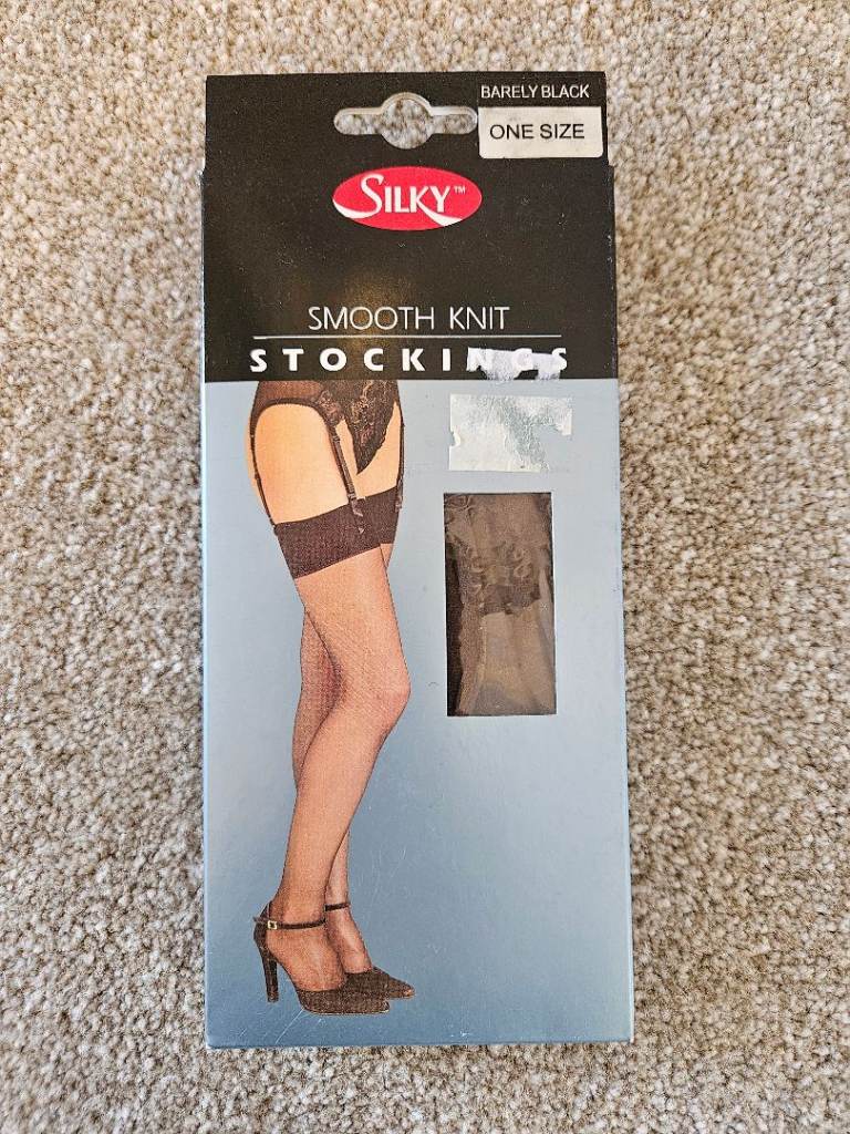Silky Smooth Knit Stockings, Barely Black, One Size