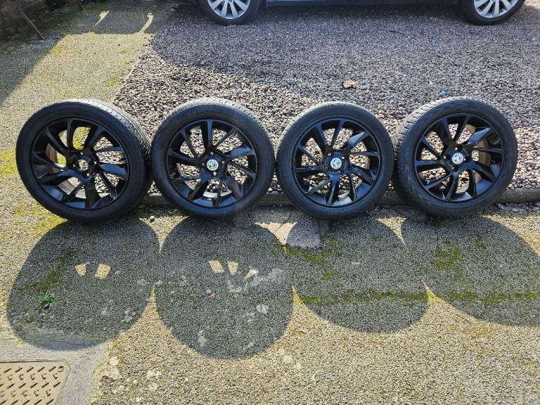 Mg3 alloy wheels and tyres 16in pcd100 fitment 4 stud in black  set of 4 