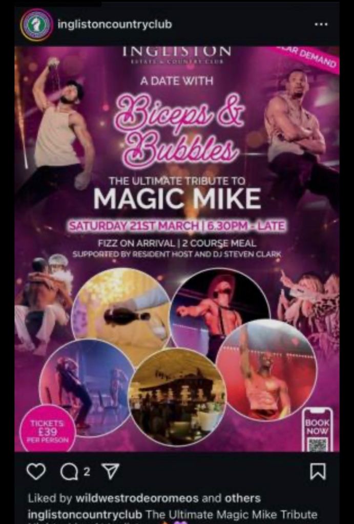 4x Magic Mike Tickets Ingleston - Includes Dinner