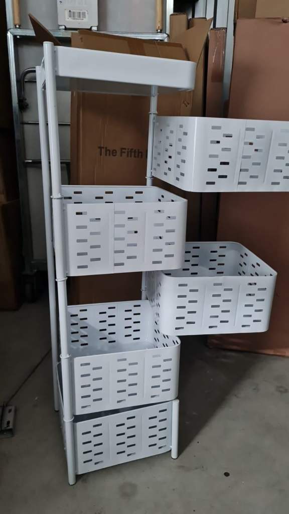 Brand New 4 Tier Kitchen Rotating Storage Trolley Cart Utility Vegetable Mobile Shelf Rack(white)