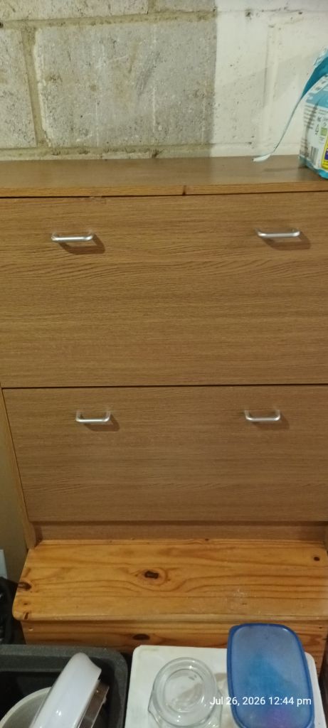 Wooden Shoe Cabinet/Rack with Two Drawers – Good Condition