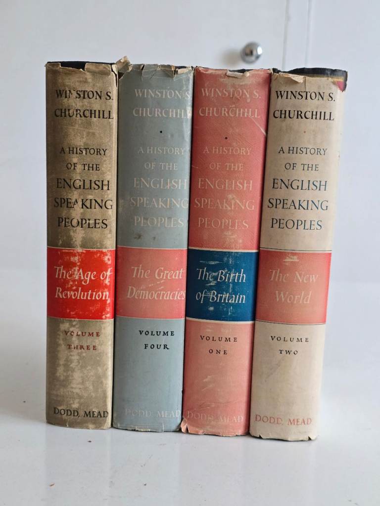 1958 Antique Churchill A History of English Speaking People Vol. I-IV Early Edition w/ Dust Hackets