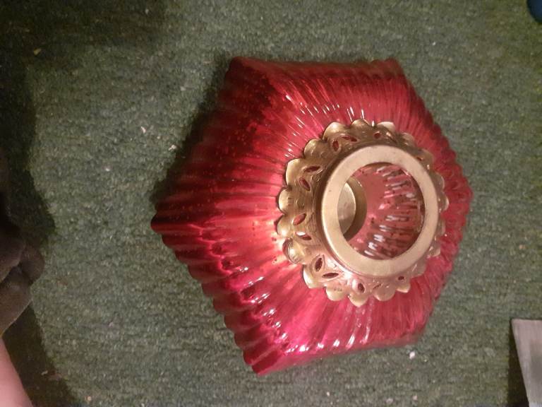 Red glass candle holder 