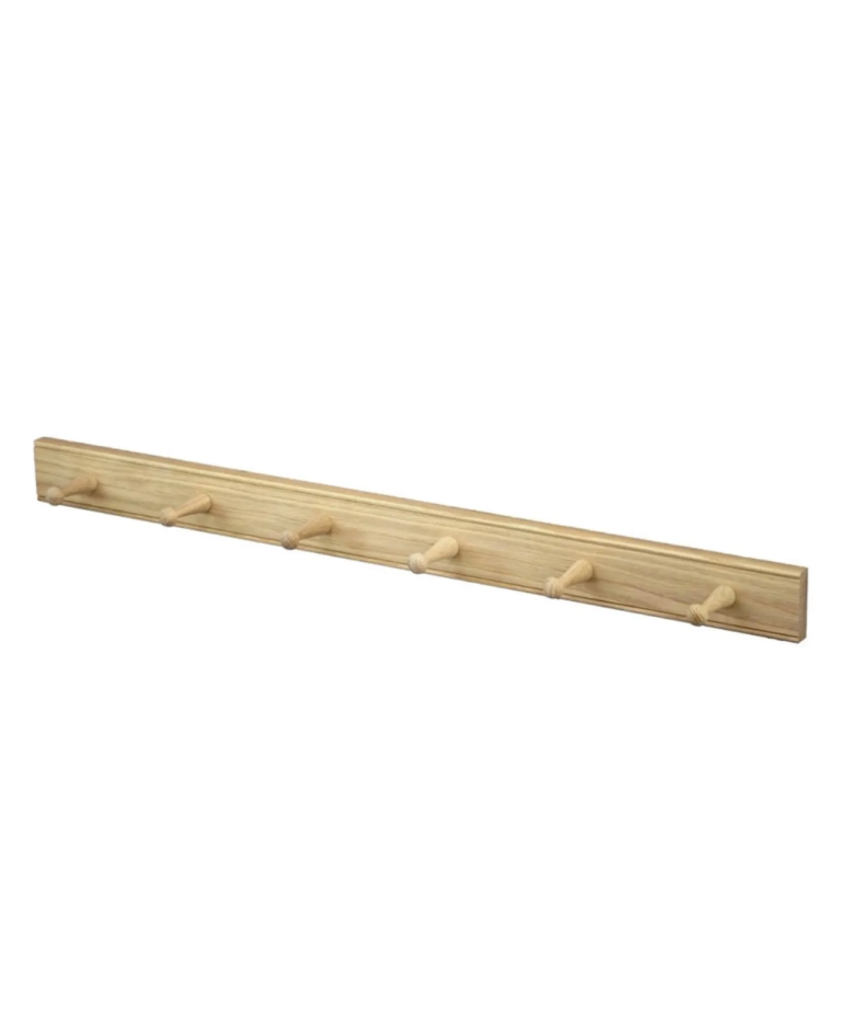 Solid Oak Handmade Peg Rail (6 Peg) – Turned Coat Rack, UK NEW Cost £56 ...