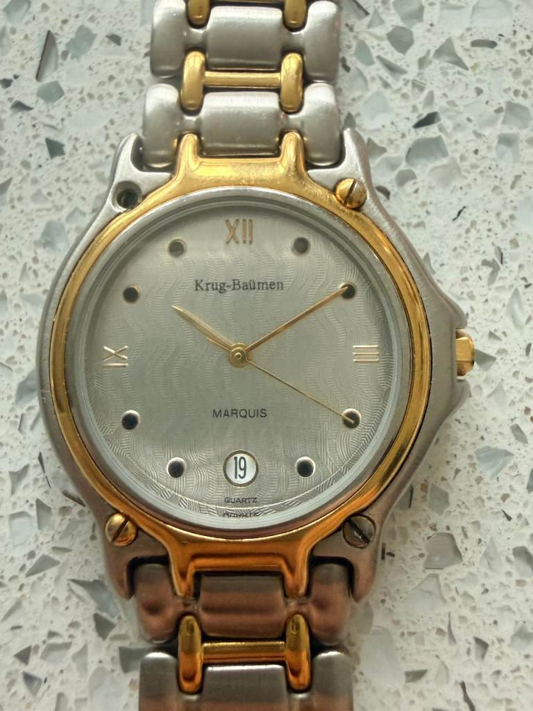 Krug-Baümen Marquis Gents 4117KM 18k Gold Plated.  (Requires battery)