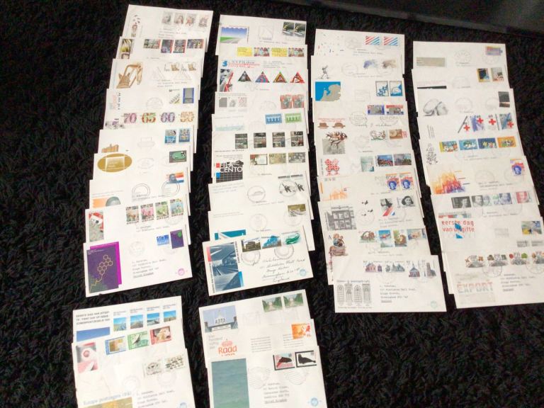45 mixed Netherlands stamped covers + first day covers 1980s. £40 the lot 