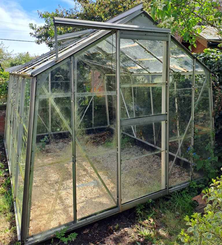 Aluminium greenhouse dismantled