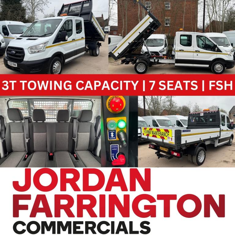 2023 FORD TRANSIT 350 130BHP RWD DRW DOUBLE CAB TIPPER**3 TON TOWING CAPACITY**