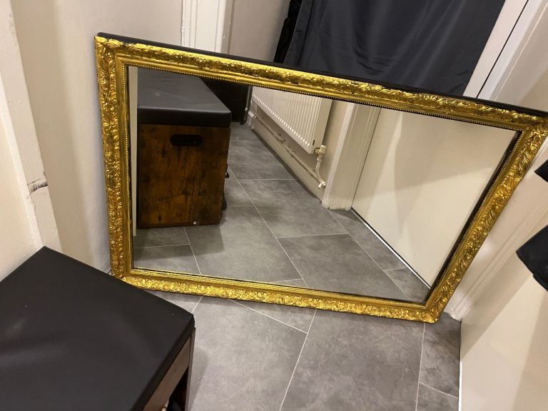 Large self painted Gold Framed Mirror – Good Condition
