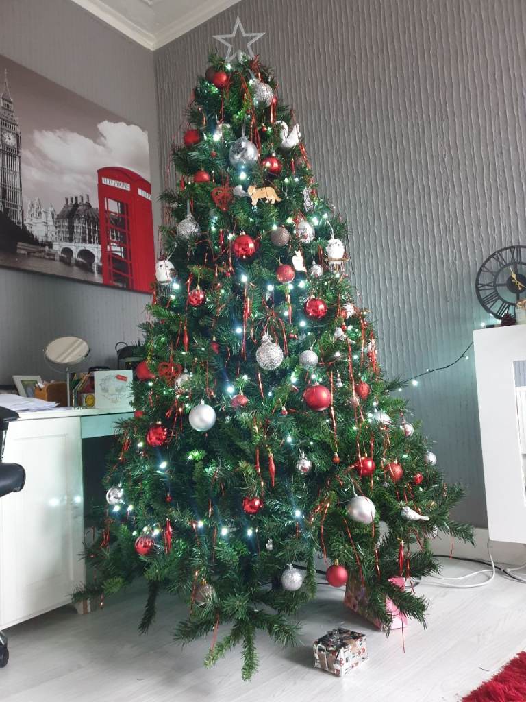 Christmas tree + Red&Silver decorations