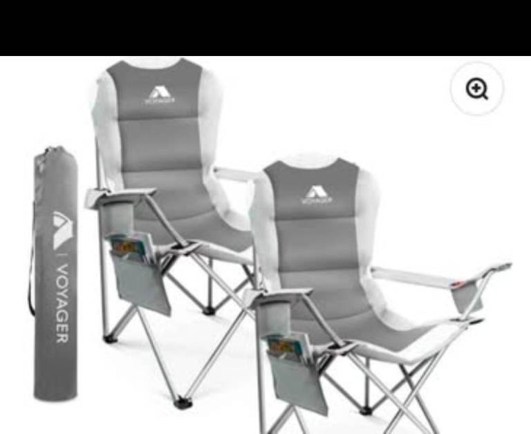 A new still boxed set of 2 nice Padded Camping Chairs in black and 