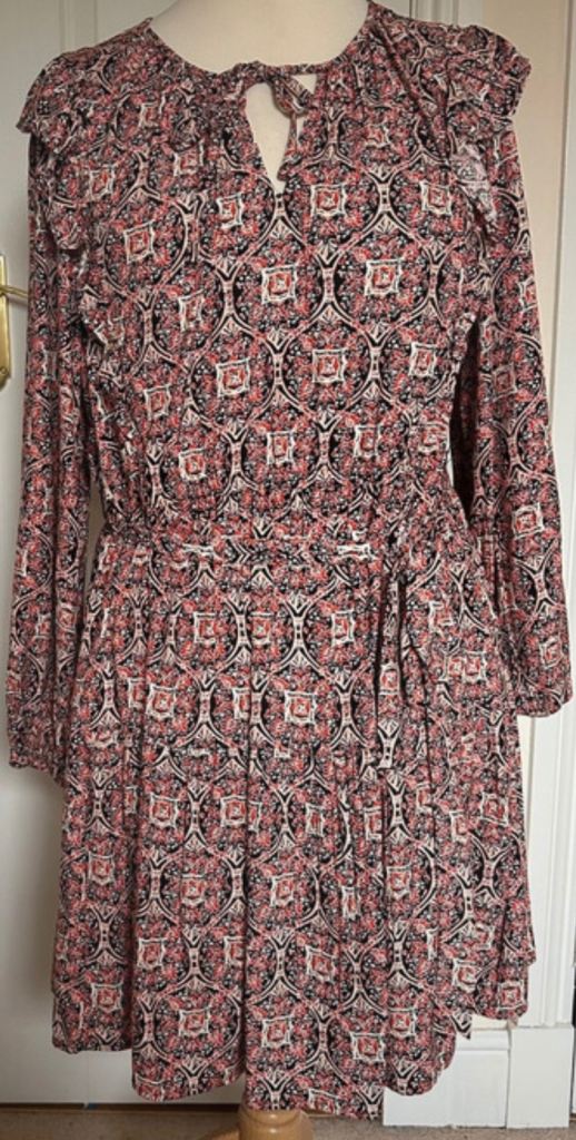 Marks and Spencer Size 18 Orange, Black and Cream Dress