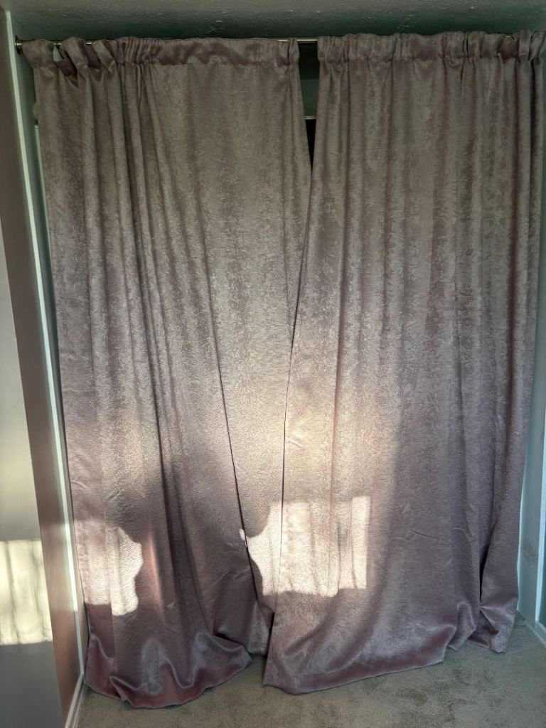 Pink pencil pleat curtains - like new