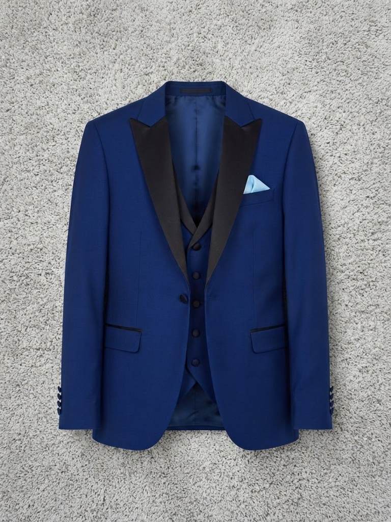 Men's Premium DeMarco Collections Slim Fit Tuxedo Suit Set (2-Piece) - Blue