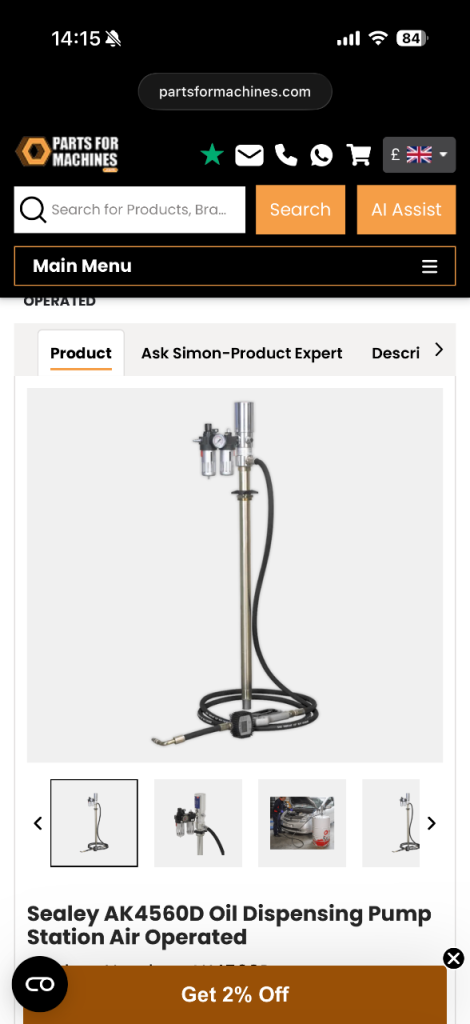 Air fed oil pump