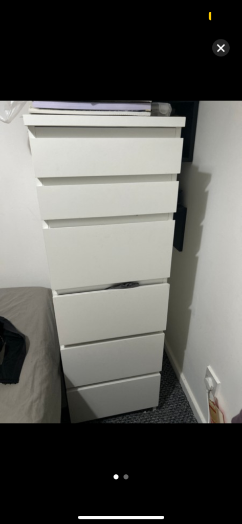IKEA MALM White Chest of 6 Drawers with mirror 