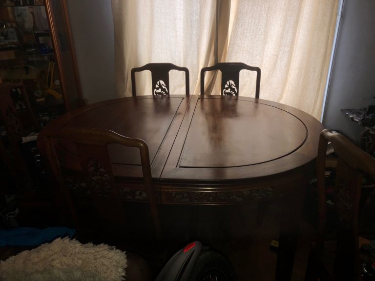 Chinese rosewood dining table 5 chairs,matching sideboard