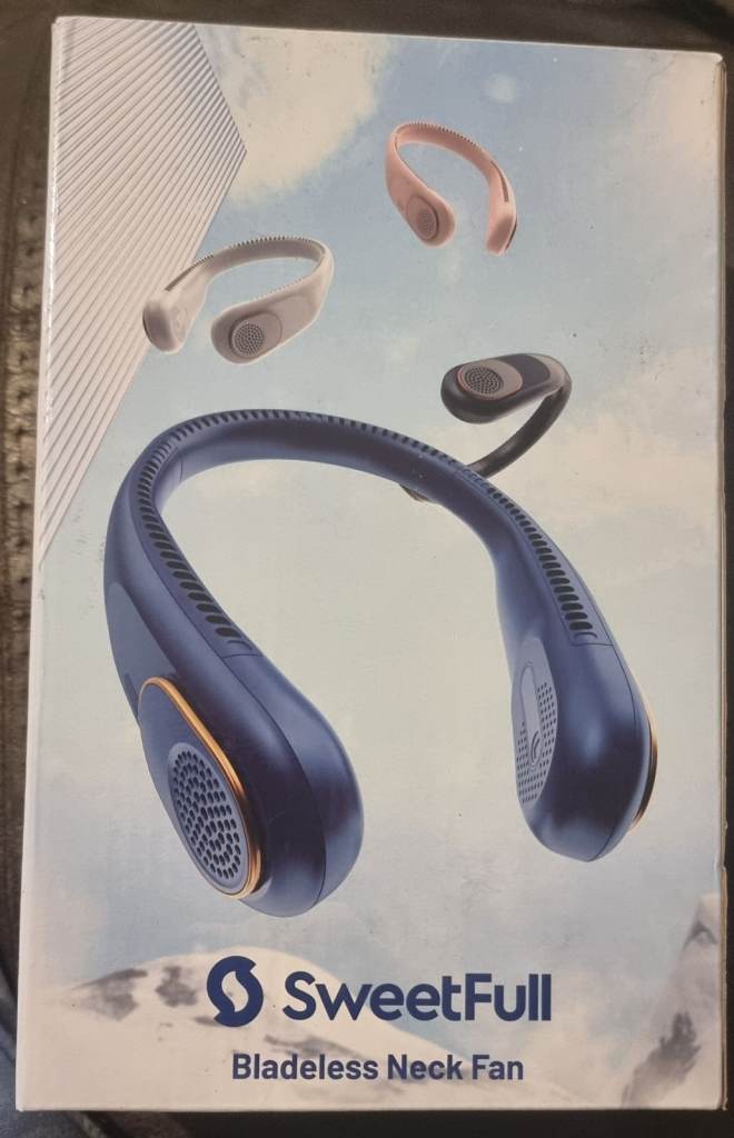 SweetFull S60 Bladeless Neck Fan – New in Box, Blue