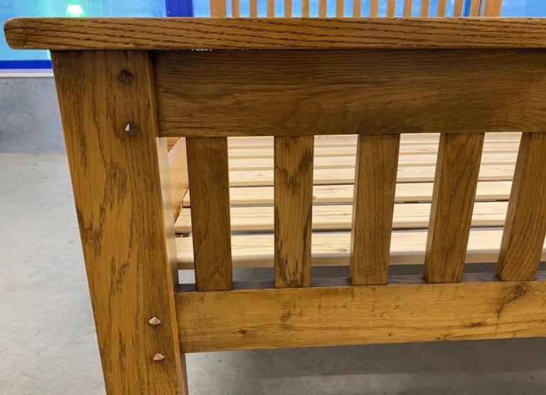 Solid Oak King Size Bed with Bedsides, Mirror and Tall Boy Chest of Drawers