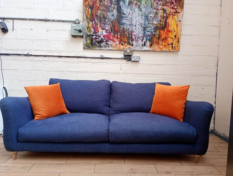 Loaf Bumpster large sofa in navy blue wooly fabric RRP £2700