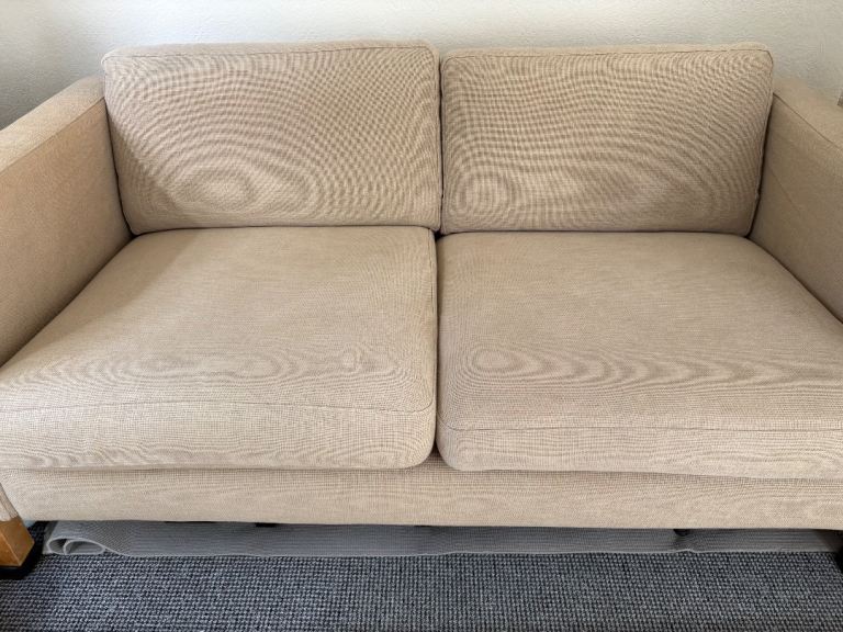 Free Beige Fabric 2-Seater Sofa – Good Condition, Comfy Couch