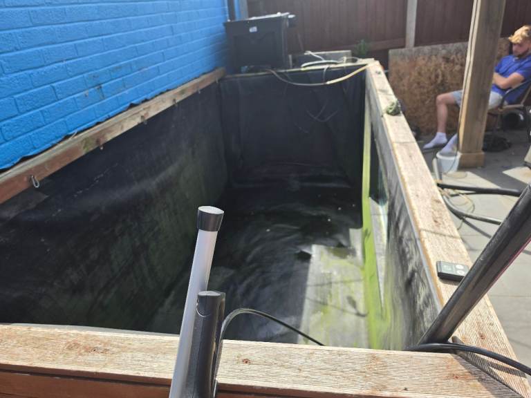 Pond 10.5 x 5 ft x 3ft 7in chs deep external.