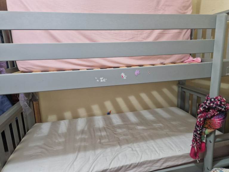 Grey Wooden Bunk Beds - Good Condition