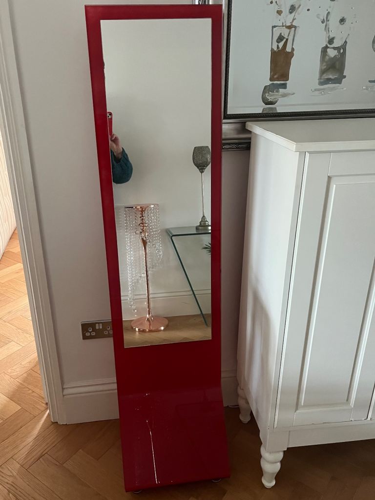Red Full-Length Mirror – Good Condition