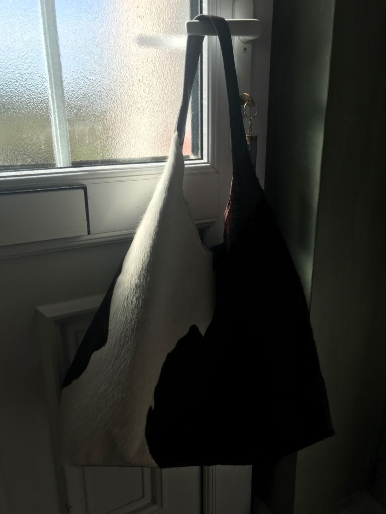 Beautiful rare real - cow hide bag 