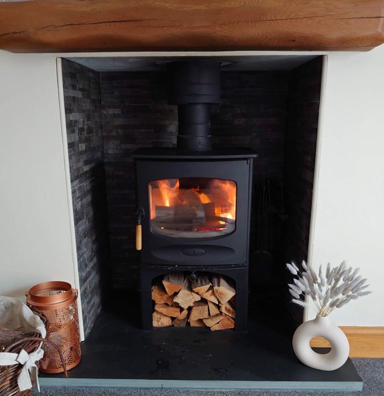 oak beam and slate hearth 