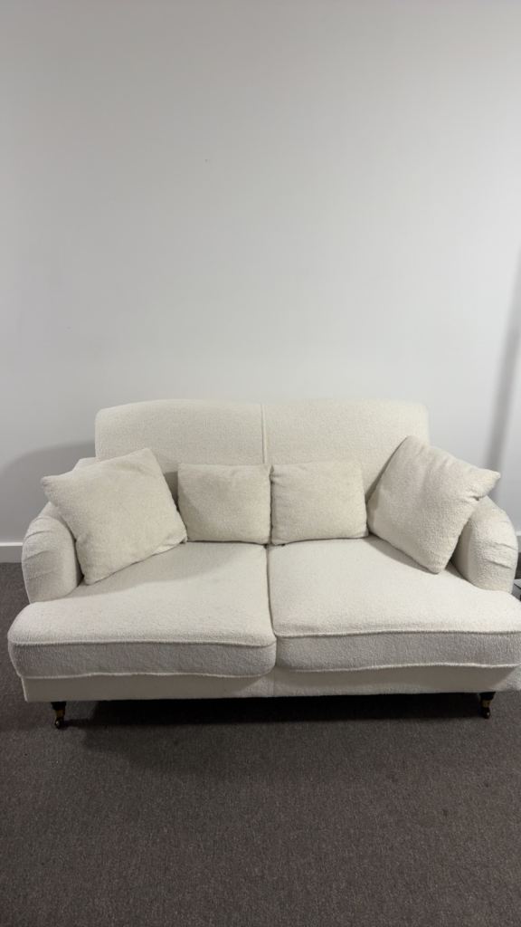 Teddy Boucle Fabric White 3 Seater Sofa