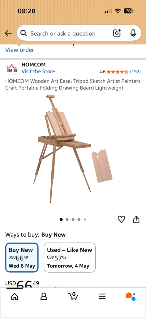 HomCom wooden art easel tripod 