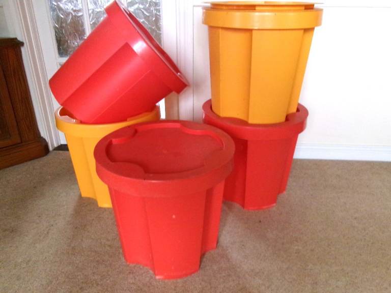 3 STACKABLE LIDDED DIY GARDEN HOME  STORAGE BINS