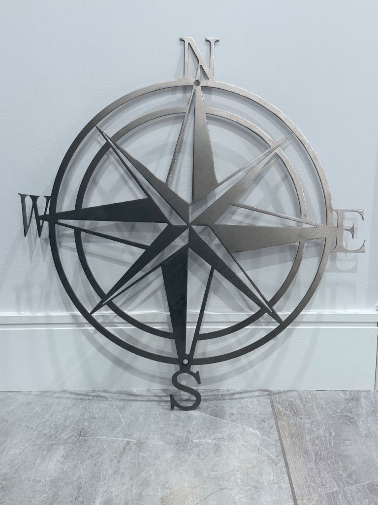 3D Brushed Stainless Steel Nautical Compass