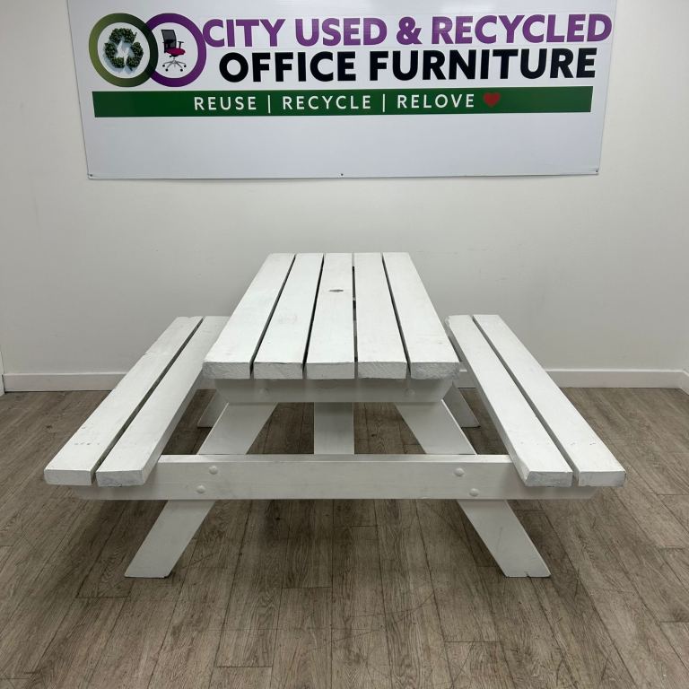 White Picnic Bench – Outdoor Garden Table & Seating